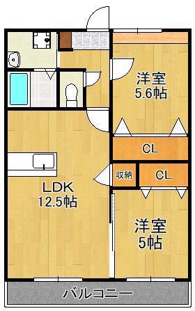 MDIプラデリビオ行橋駅前(2LDK/3階)の間取り写真
