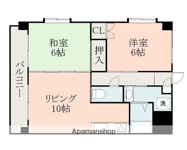 デュークコート二官橋(2LDK/6階)の間取り写真