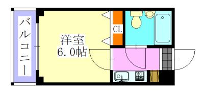 大久保ハイム(1K/4階)の間取り写真