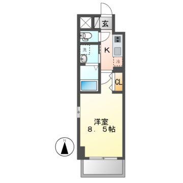 プランドール那古野(1K/5階)の間取り写真
