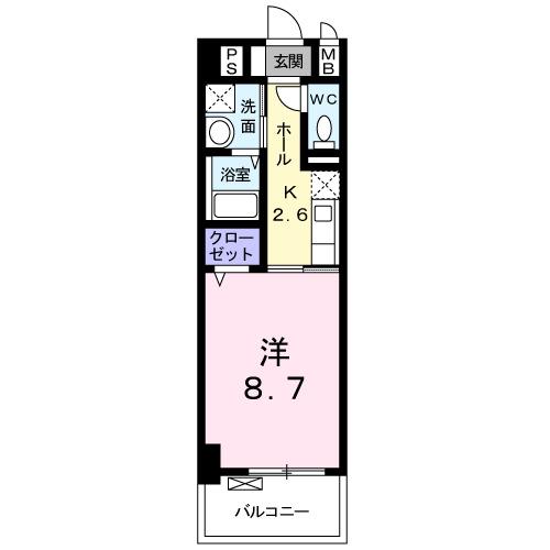 エスパシオ南蔵王(1K/2階)の間取り写真