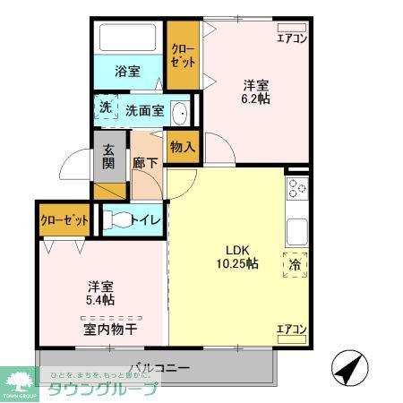 ＪＲ内房線 五井駅 バス乗車時間：11分 最寄りバス停で下車 徒歩6分 3階建 築10年(2LDK/2階)の間取り写真