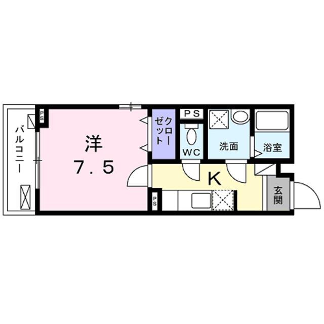エンティム上桂(1K/2階)の間取り写真