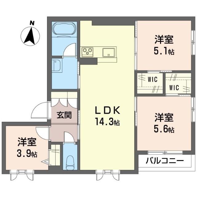 ヴィラ・ソフィオーネ(3LDK/2階)の間取り写真