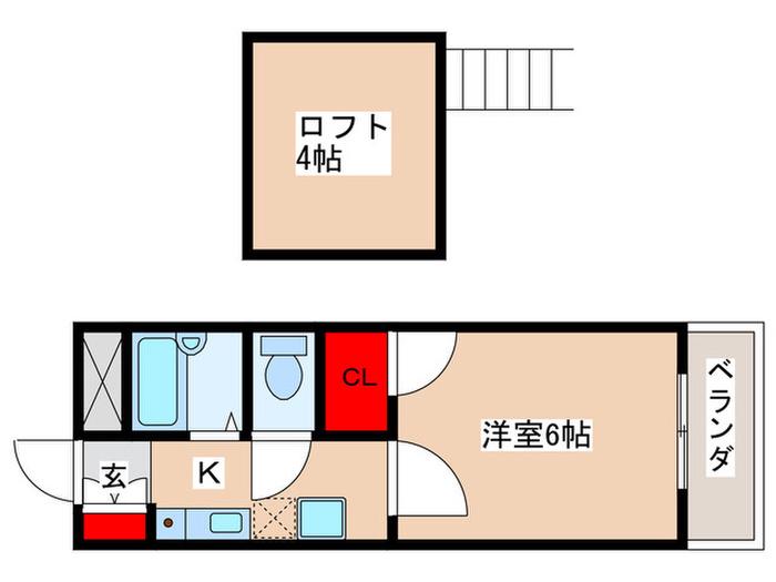 グリーンシティ銀(1K/3階)の間取り写真