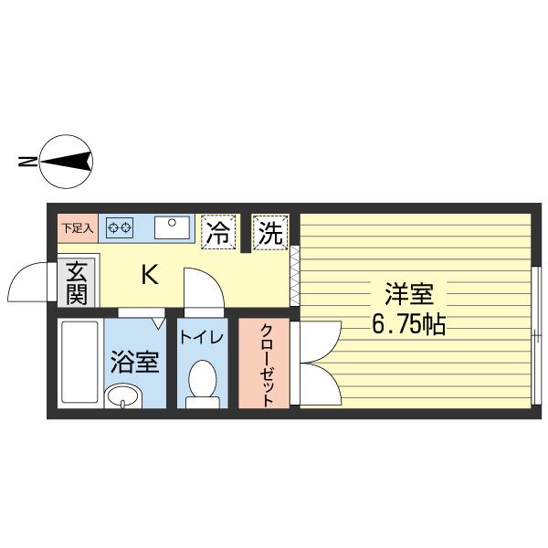 サンフラッツ湘南(1K/1階)の間取り写真