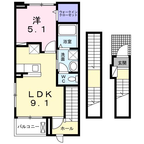 メゾン・ラピス(1LDK/3階)の間取り写真