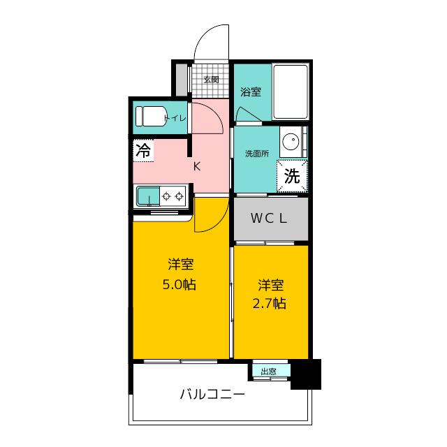 エンクレスト博多駅前ART(2K/4階)の間取り写真