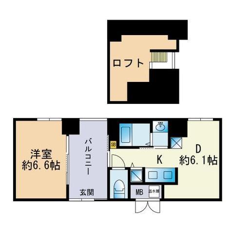ネクストオーク大名(1DK/5階)の間取り写真