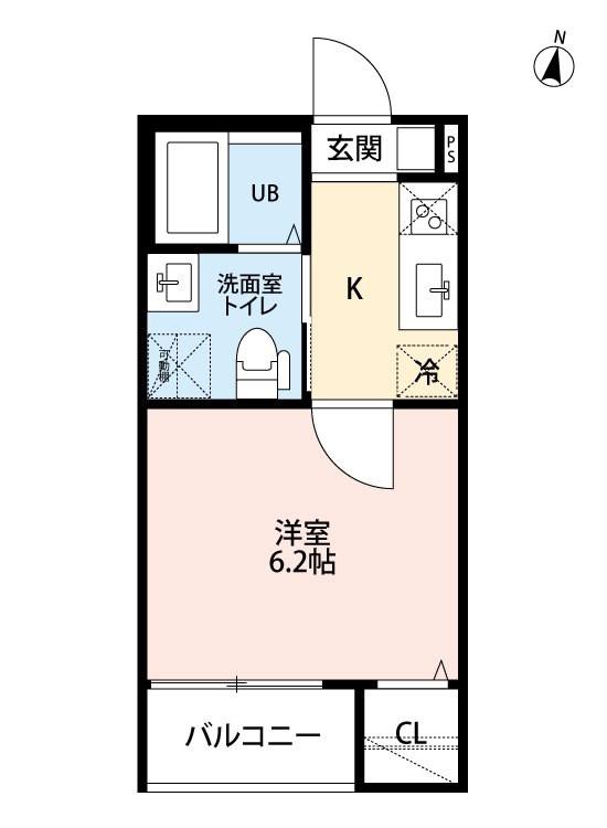 BLU MARINO(1K/1階)の間取り写真