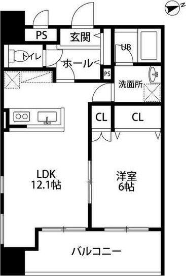 TRIBUTE元浜(1LDK/2階)の間取り写真