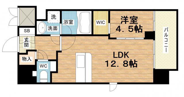 SPLENDIDE NAMBAIII(1LDK/3階)の間取り写真