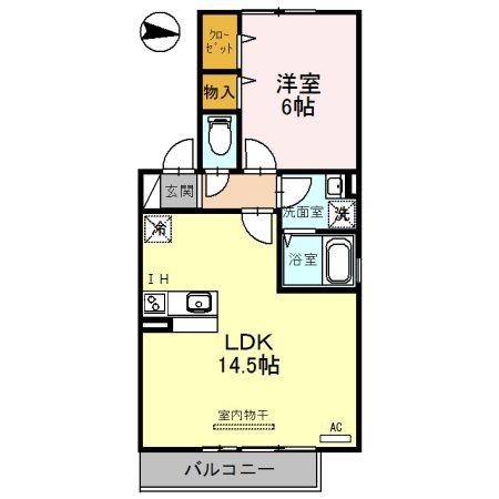 リーフデ(1LDK/2階)の間取り写真