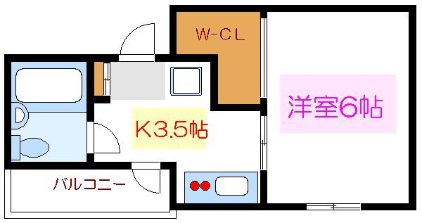 クレストコート小島(1K/3階)の間取り写真