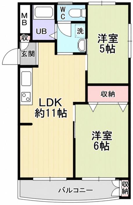 青木公園マンション(2LDK/2階)の間取り写真