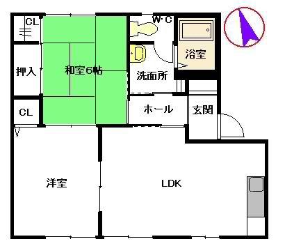 ファミーユ島町 B棟(2LDK/1階)の間取り写真