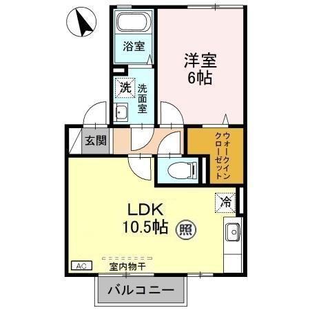 グランメール桜町C 1LDK(1LDK/2階)の間取り写真