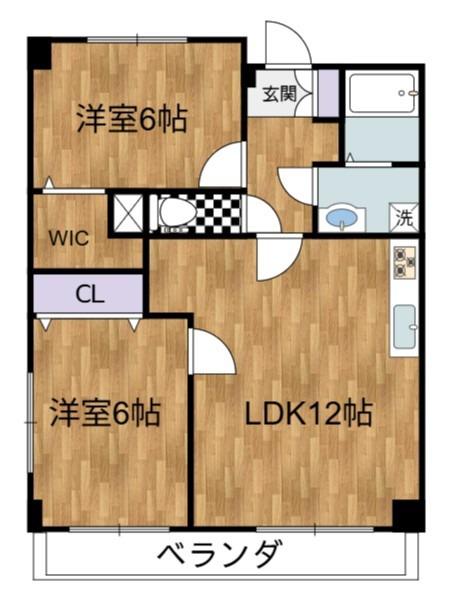 メルヴェーユ(2LDK/1階)の間取り写真