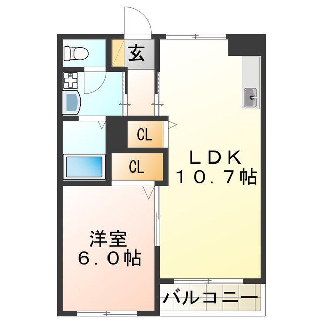 ヴィラ上住吉(1LDK/3階)の間取り写真