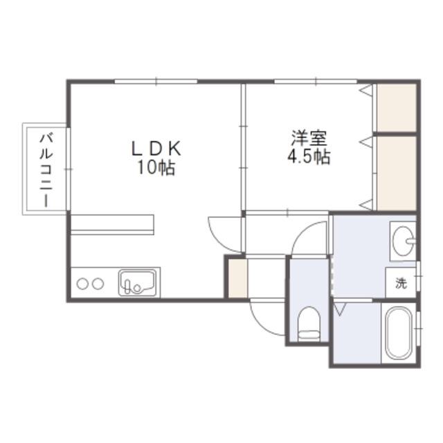 ドマーニ関屋(1LDK/2階)の間取り写真