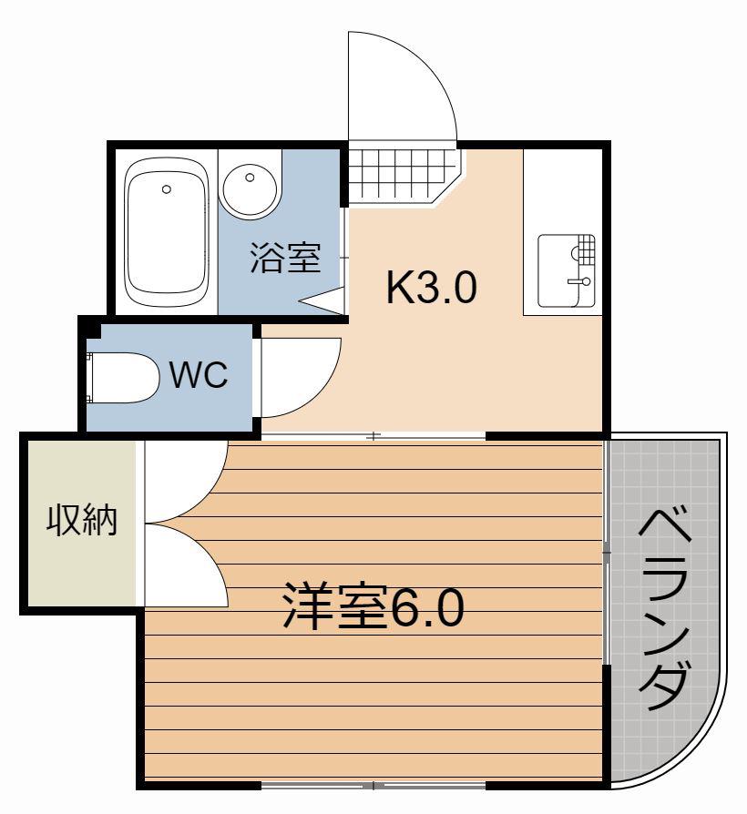 アルルコーポ紫原(1K/2階)の間取り写真