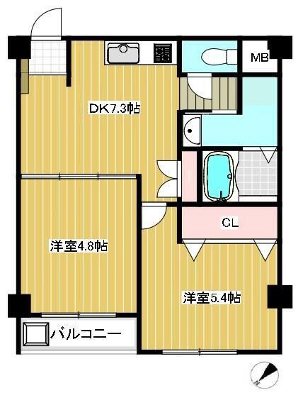 サンビューハイツ(2DK/2階)の間取り写真
