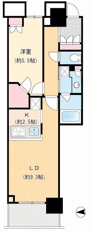 ベイクレストタワー(1LDK/30階)の間取り写真