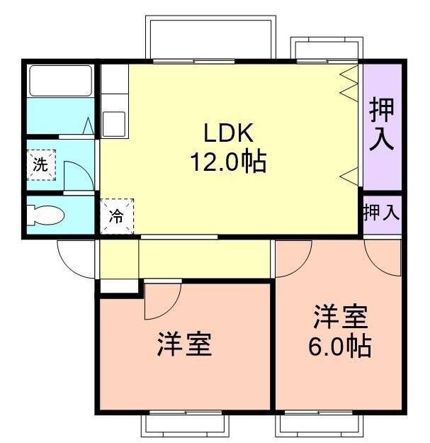 ローズアベニュー(2LDK/2階)の間取り写真