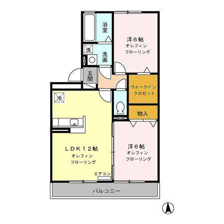 ジエンティール(2LDK/3階)の間取り写真