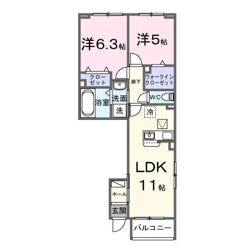 ヴィラ ドリーム(2LDK/1階)の間取り写真