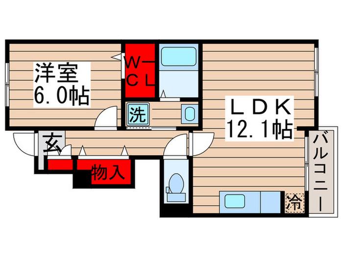 オーチャード ビレッジB(1LDK/1階)の間取り写真