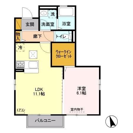 MT WIT B棟(1LDK/1階)の間取り写真