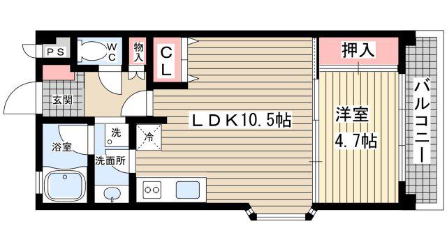 アークコート北口(1LDK/3階)の間取り写真