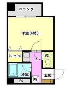 ウエスト1(1K/3階)の間取り写真
