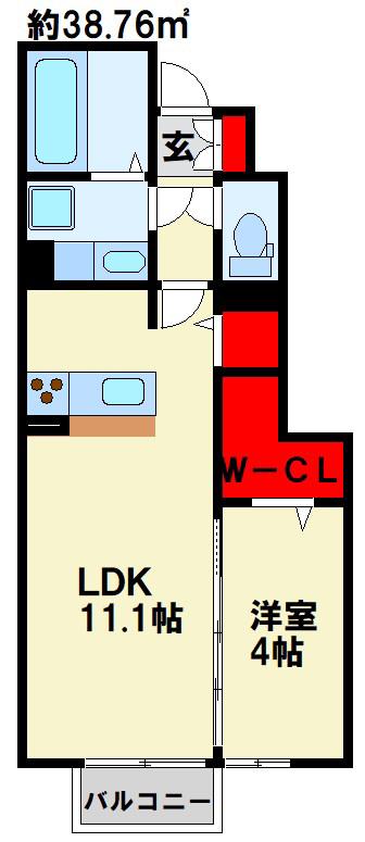 HNS D-ROOM IN 楡(1LDK/1階)の間取り写真