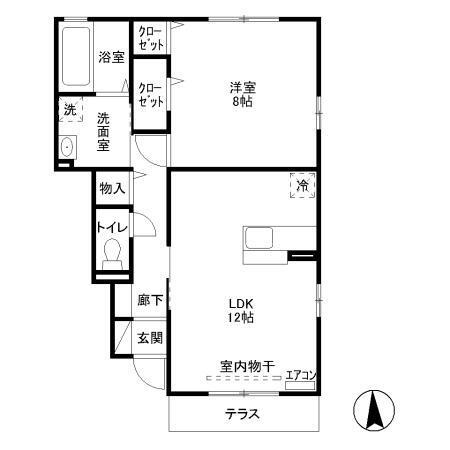 PRIMO(1LDK/1階)の間取り写真