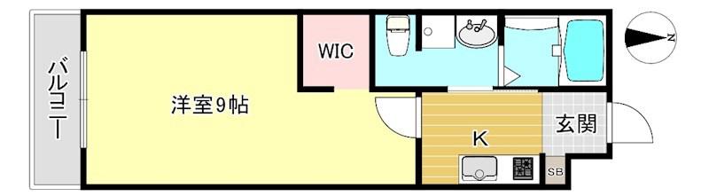 HANANOKI FLAT(1K/2階)の間取り写真