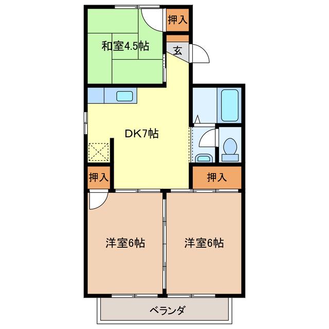 パレーシャル大園(3DK/2階)の間取り写真