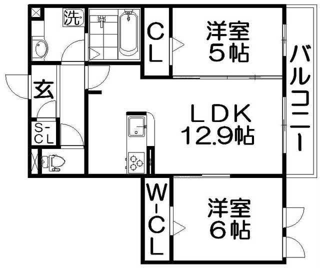 MAISON DU COCON(2LDK/2階)の間取り写真