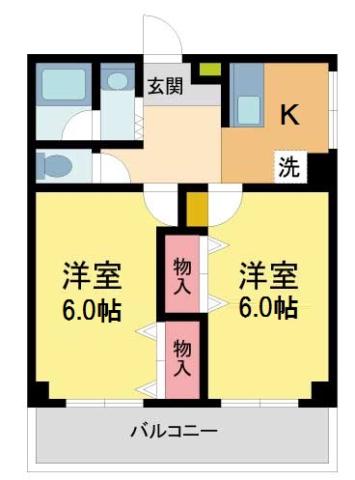 フォレスト・ヒル櫻(2K/2階)の間取り写真