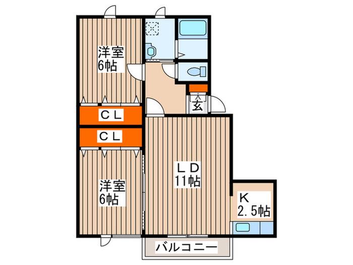 ハビタブル(2LDK/3階)の間取り写真