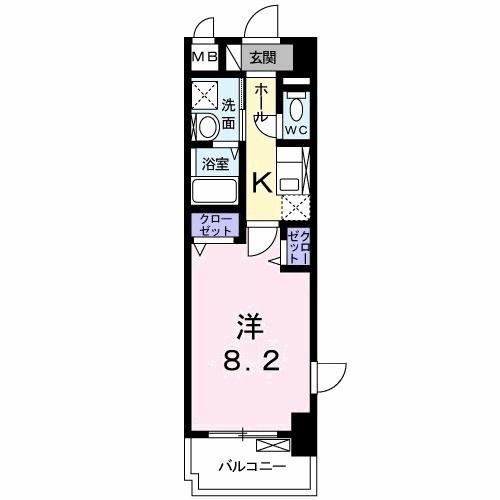 ブライクT27(1K/2階)の間取り写真