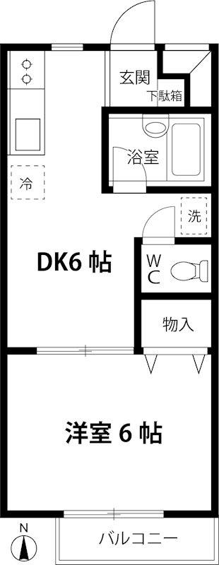 ボーンリヒハイムときわ台(1DK/1階)の間取り写真