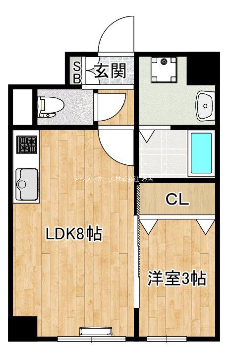 スプランディッド堺東(1LDK/9階)の間取り写真