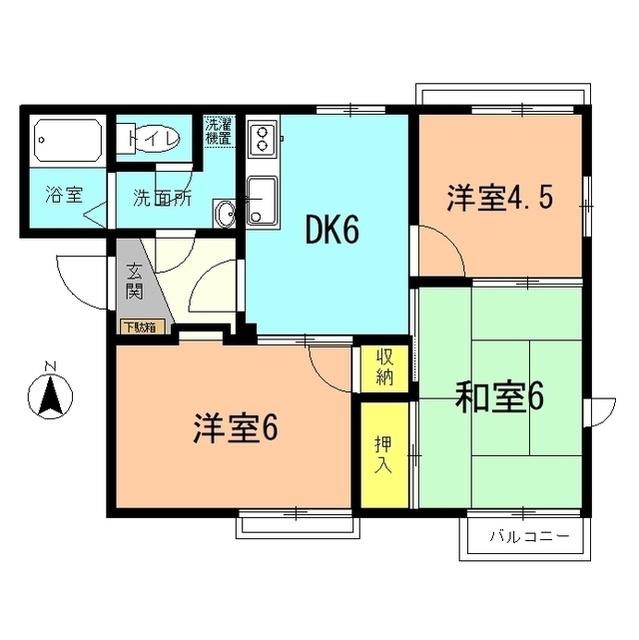 コーポ伊勢山A(3DK/2階)の間取り写真