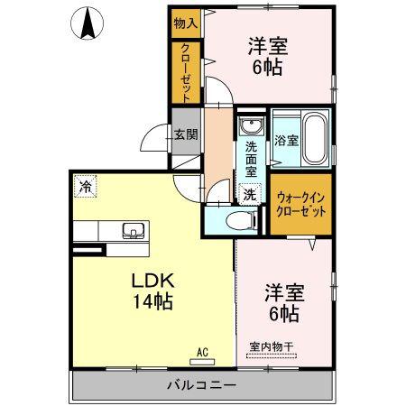 カーサ・フェリーチェ(2LDK/2階)の間取り写真