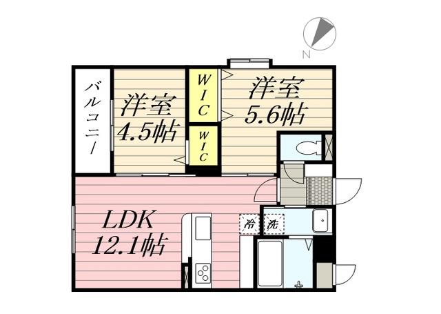 LUXCAS大橋(2LDK/4階)の間取り写真