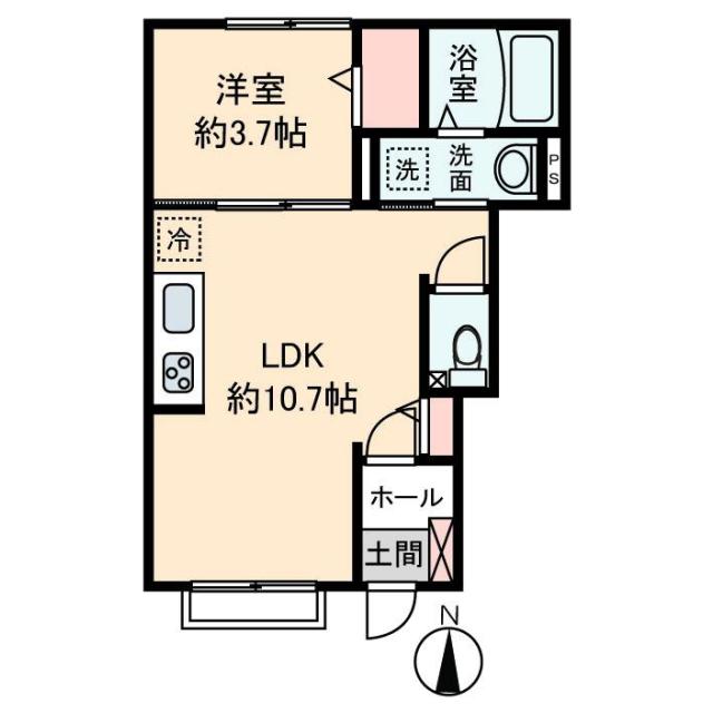 HERUCULE(1LDK/1階)の間取り写真
