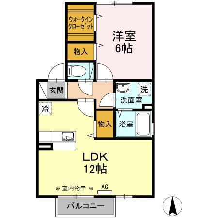 エスポワール・M A棟(1LDK/2階)の間取り写真