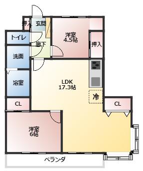 ダイタ北口マンション(2LDK/3階)の間取り写真
